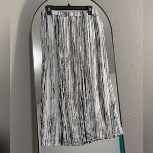 Black and White Striped Crinkle Skirt